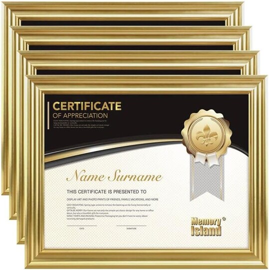 Citrus; 8.5x11 Diploma Document frames,Real Glass Fronts, 4 Pack Gold Certificate Frames for Wall Or Tabletop Display,Diploma Frames For Degree Award; Category:Diploma Frames; Image:1